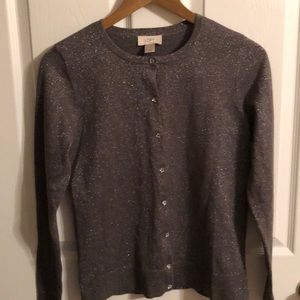 NWOT Loft Cardigan shiny silver
